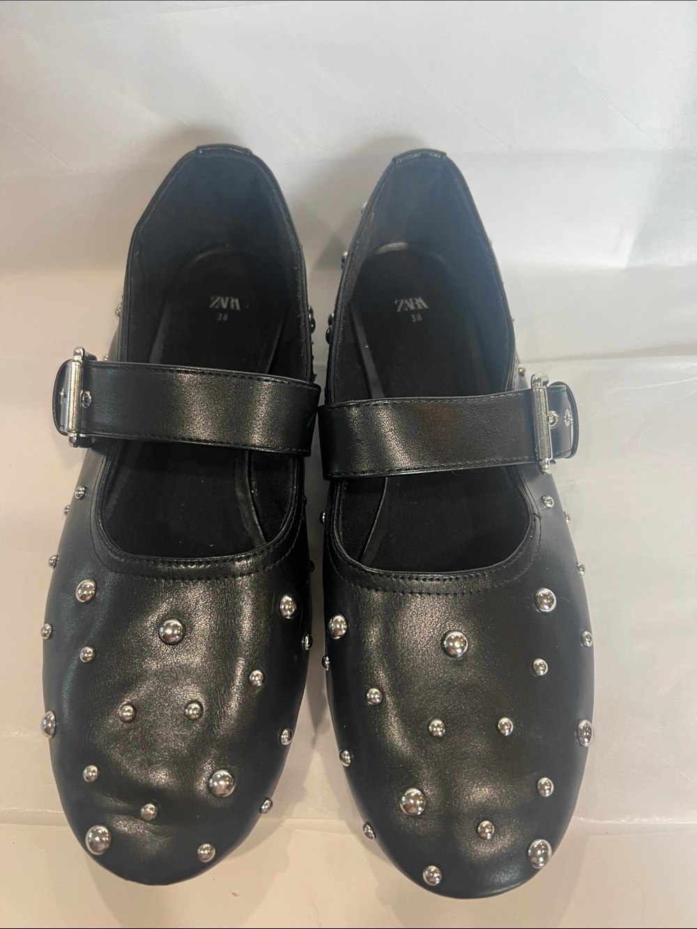 Zara Black Mary Jane Shoes with Silver Studs